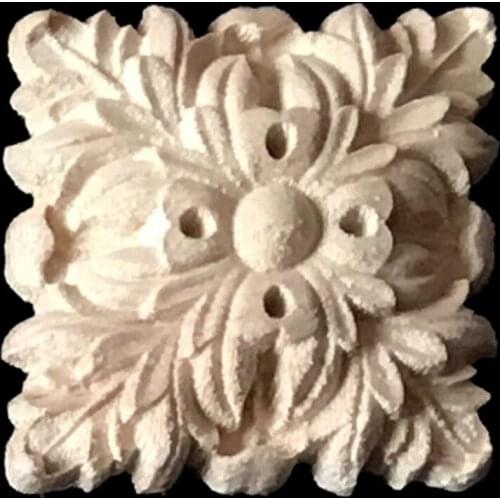 Floral Woodcarving Decal Onlay Applique Decorative Sculpture for Furniture Cabinets Home Wooden Miniatures