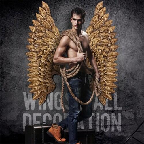 Home LED Lights Retro Industrial Type Wall Mounted Decoration Wall Hanging Decor Craft Iron Angel Wings Bar Wall Decoration