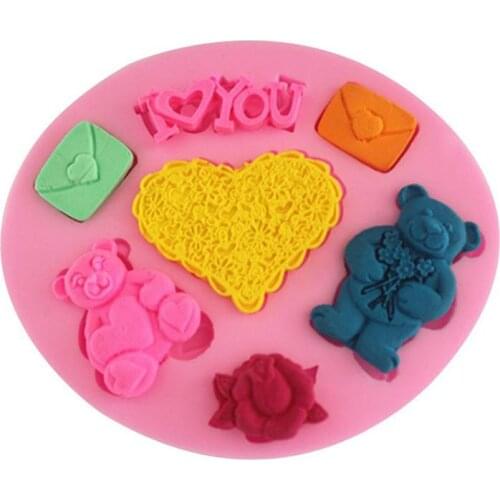 DIY Tools Cake Decoration Love Puppets Bear Envelope Flowers Mold Chocolate Silicone Molds Pudding Ice Cube Soap Pastry Mould