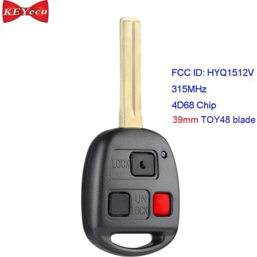 KEYECU for Lexus GX470 LX470 2003-2008 Remote Key Fob 315MHz 4D68 Chip HYQ1512V