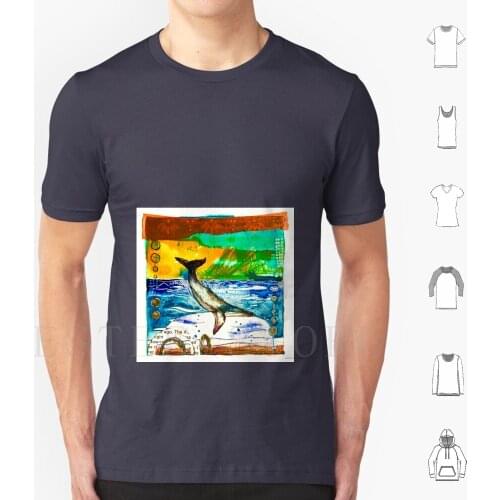 Whale! T Shirt Cotton Men DIY Print Scottish Artist Whale Ocean Life Save Our Seas Humpback Threatened Species