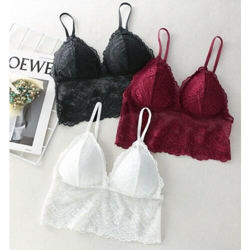 Lace Camis Wireless Seamless Padded Bras Embroidered Tube Top