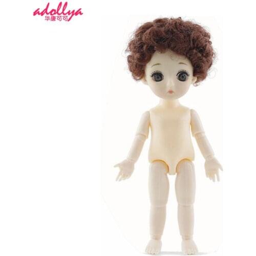Adollya 13 Moveable Jointed Doll 16cm Mini BJD Baby Naked Doll White Skin Afro-Hair Toys For Girls Naked Body Dolls for Children