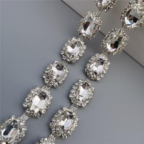 Rhinestone Crystal Chain Bling Diamante Tape Diamond Trim Ribbon Necklace Applique Gem Sparkle Wedding Dress 1.5cm Width