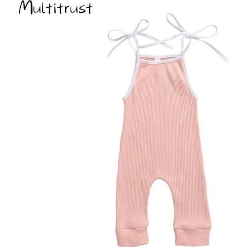 Baby Summer Clothing Newborn Infant Baby Boy Girl Solid Romper Clothes Sleeveless Sling Summer Outfit Jumpsuit