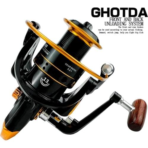 Metal Spinning Fishing Reel 1000-6000 Series Left / right rocker interchangeable 5.2:1 12BB Bearing Balls Fishing Wheel