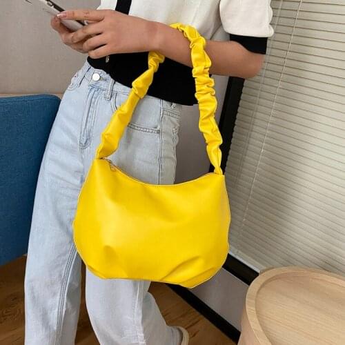 Soft Cloud Dumpling Bag Girl Fairy Large Capacity High Quality Pu All-match Underarm Bag Folded Solid Color Single Shoulder Bag