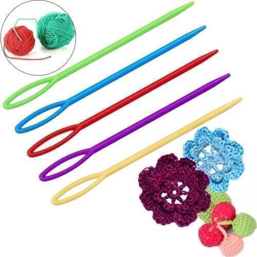 10pcs Mix Color Plastic Hand Sewing Needle Crochet Hooks DIY Yarn Darning Tapestry Knitting Hand-knitted Tool 7cm/9cm Needles