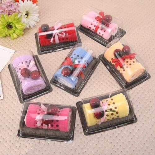 New Hot Sale 100% Cotton Cake Towel Swiss Roll Shape Wedding Lover Gifts Novelty Items Gift