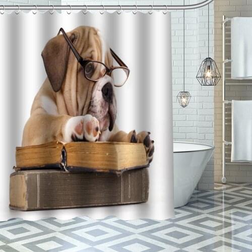 Custom High Quality Creative Dog Shower Curtain Waterproof Bathroom Polyester Fabric Bathroom Curtain With Hooks