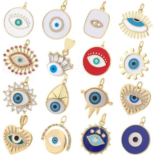 Evil Blue Eyes Eye of Horus Micro Pave CZ Charms Designer Cute Pendant Charms for Jewelry Making Diy Earrings Bracelet Neckalce