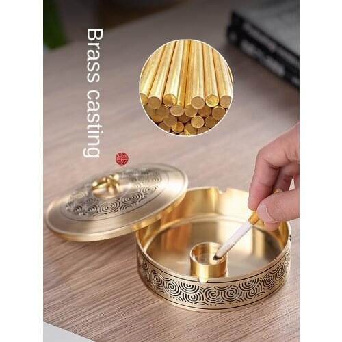 Copper Ashtray with Lid Household Living Room Prevent Fly Ash Office Stylish and Personalized Sealed Creative Personality