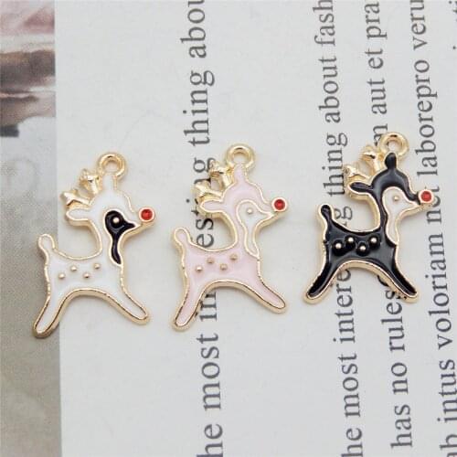 12pcs Mix Deer Charms Cute Elk Animal Enamel Pendant For Earrings 21*14mm mm Keychain Colorful Jewelry Findings Alloy Accessory