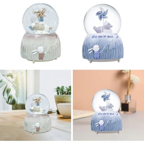 Lovely Glass Crystal Ball Globe Glowing Luminous LED Snowflakes Snow Music Box Birthady Holiday Gifts Night Light Collectible