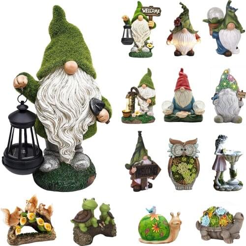 Led Solar Resin Light for Outdoor Yard Garden Decoration Ornaments Dwarf Gnome Statue Art Craft for Lawn Home Garden Decorations