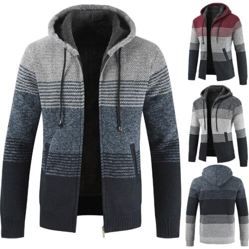 Sweaters Mens autumn/winter new knitwear with plush thickened zipper hooded jacket Loose casual cardigan fashion mens wear