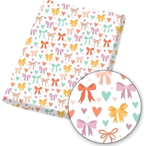 IBOWS Polyester Cotton Fabric Mothers Day Theme Bowtie Printed Cloth Sheet Patchwork Home Textile Mask DIY Craft 45*145cm/pc