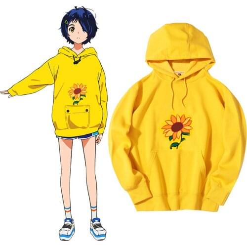 Anime WONDER EGG PRIORITY Ohto Ai Hoodie Pullover Yellow Sweatshirt Anime Cosplay Halloween for Men Women Unisex Casual Suits