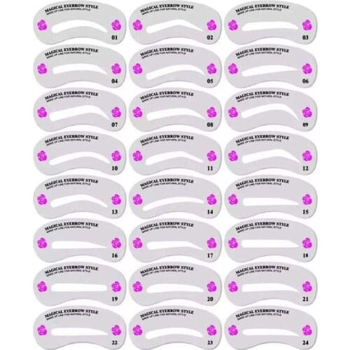 New Fashion 3pcs / 5pcs / 24pcs Eyebrow Shaping Stencils Grooming Kit Makeup Shaper Set Template Tool Fast Shipping