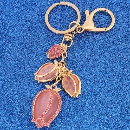 Tulip Car Keychain Female Korean Creative Bag Pendant Key Chain Ring