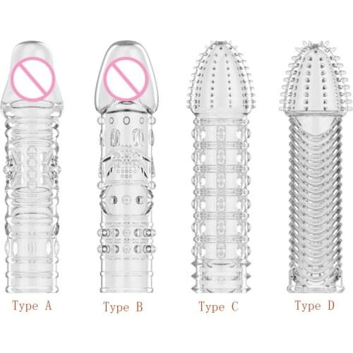 Extensions Condom Penis Cock Sleeve Masturbation Male Enlargement Men Delay Penis Masturbator Massager Sex Toys for Men YS0143