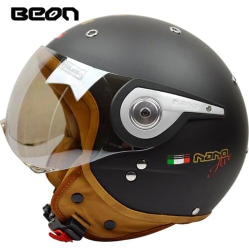 Beon Motorcycle Vintage Helmet Woman Man Motorbike Scooter Retro 3/4 Open Face Motor Bike Helmets