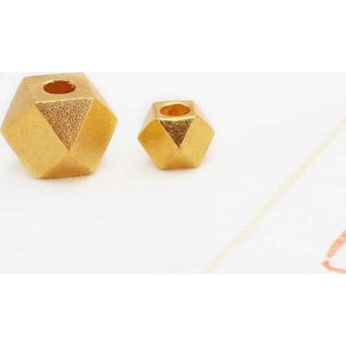 Solid 24K Yellow Gold Bracelet Women 999 Gold Geometric Loose beads Bracelet