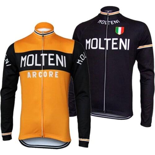 WINTER FLEECE THERMAL Long Cycling Jerseys 2018 MOLTENI 2 COLORS Retro Classical Mtb Long Sleeve Men Bike Wear Cycling Clothing