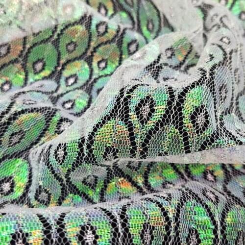 160cm*1yard Nylon Lace Mesh Cloth Colorful Peacock Jacquard Mesh Yarn Lace Fabric for DIY Sewing