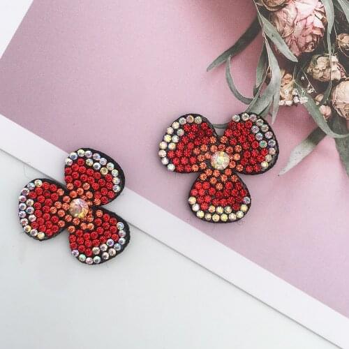 20pcs 3CM Glitter Shiny Multicolor Flower Padded Appliques for DIY Phone Decoration Children Hair Clip Accessories Patches