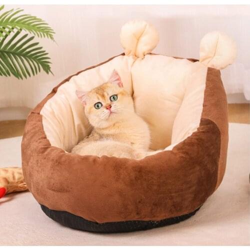 Winter Warm Pet House Bed for Cats Soft Plush Puppy Dog Kennel Mat Chihuahua Kedi Gatos Beds Cats Products for Pets Pillow Home