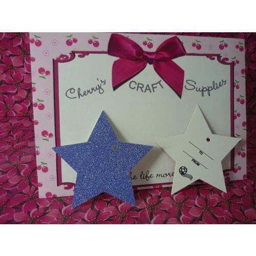 9x8.56cm Royal Blue Glitter Stars Christmas Gift Tags Holiday Tag