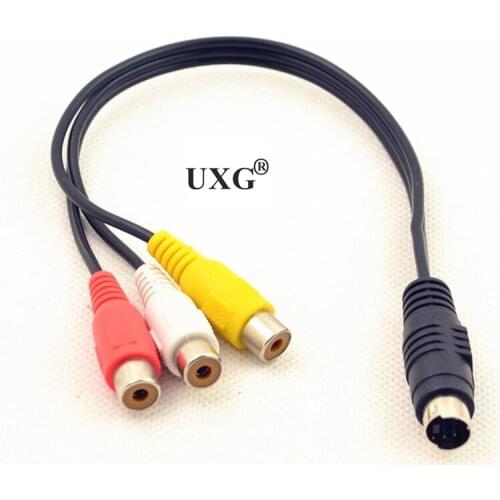 Audio Cable 4 Pin S-Video to 3 RCA Female TV Adapter Cable 0.3M for Laptop with Female RCA Port and 4 Pin S-Video Port Hot