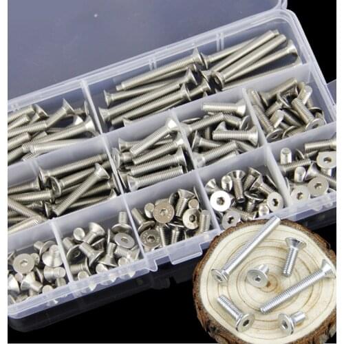 Free shipping 165pcs Hex Socket Screw Stainless Steel 304 Flat Head Screws & Bolt Assortment Kit Machine Screws Fastener M5