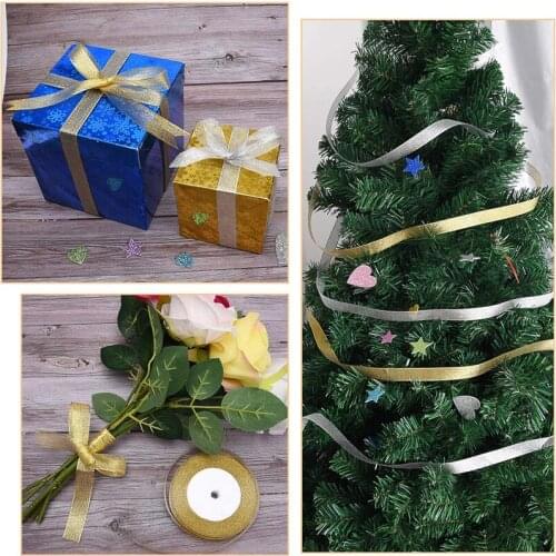 25yards Metallic Glitter Ribbons for Christmas Tree, Sliver Organza Ribbon, Gift Wrapping, Holiday Decor,Christmas Decorations
