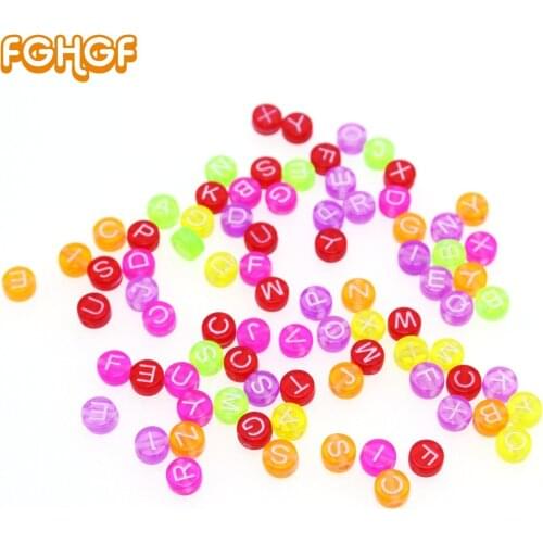 500pcs Colorful Flat DIY Accessories Beads Transparent Alphabet Round Bead for Resin Jewelry Making Decorations