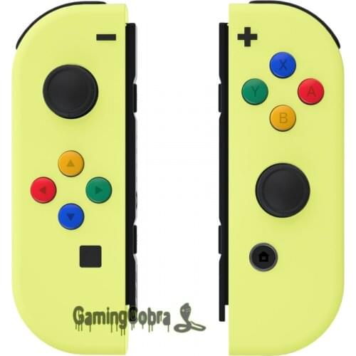 EXtremeRate Lemon Yellow Soft Touch Controller Housing With Colorful Buttons Replacement Shell with Tools for NS Switch JoyCon