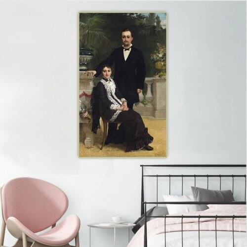 Citon Emile Munier《An elegant couple on a terrace》Canvas Oil Painting Artwork Poster Picture Background Decor Home Decoration