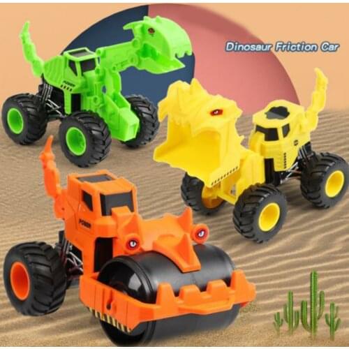 Dinosaur Toys Friction Car Tyrannosaurus Engineering Vehicle Bulldozer Excavator Model Boys Children Birthday Gifts