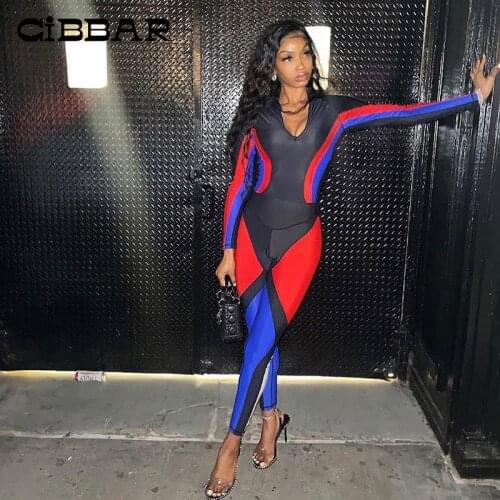 CIBBAR Patchwork Printing High Waist Long Pants Women Hipster Vintage Casual Contrast Bodycon Fitness Trousers Female Clothing