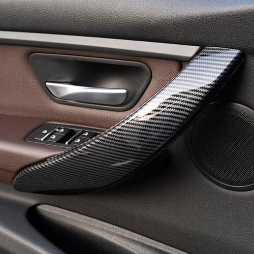 For BMW 3 4 Series F30 F31 F32 F33 F34 F35 F36 F80 F82 2013-18 Carbon Fiber Car Interior Inner Door Handle Panel Pull Trim Cover