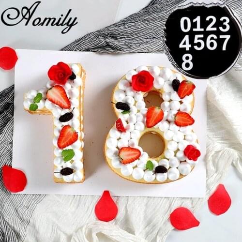 Aomily New ins Style 0-8 Number Shaped 6/8/10 inch Birthday Cake Mould Food Grade PET Arrange Numbers Freely Baking Cake Molds