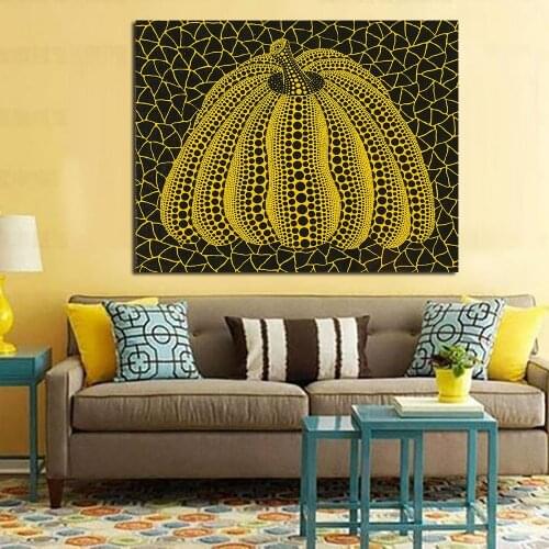 JQHYART Paintings For Living Room Wall Paintings On Canvas Oil Painting Kusama Yayoi Pumpkin Wall Painting No Frame