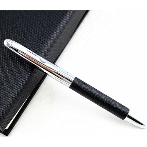 Leather Metal ballpoint pen black signature pen mens business writing pen office school stationery Rollberball Pen