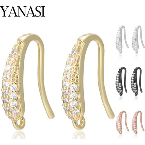 NEW Earrings Hook Brass Copper with Zircon Gold Color Accessories for Jewelry Making Handmade DIY Jewellery Wholesale