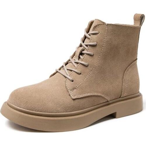 Fashion British style Autumn Ankle Boots Genuine Leather women Flat Short Boots Ladies shoes winter boots Botas de mujer ww47