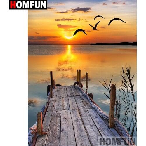 HOMFUN Full Square/Round Drill 5D DIY Diamond Painting "Sunset scenery" Embroidery Cross Stitch 5D Home Decor A01522