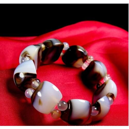 Natural Genuine Jade Bracelet Wrapped Agate Chalcedony Mens Bracelets Pattern Texture Bracelet jade jewelry
