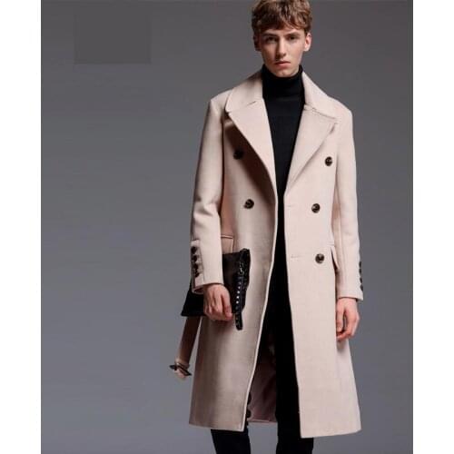 New Long Style Wool Mens Coat Autumn Winter Luxury Cashmere Solid Color Mens Jackets And Coats Plus Size 5XL 6XL Man Trench
