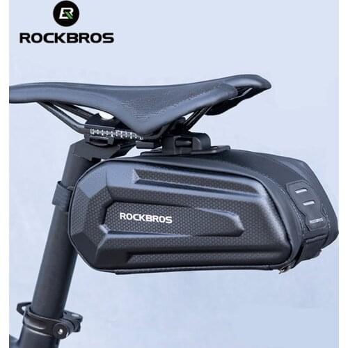ROCKBROS Waterproof Bicycle Bag Rear Large Capatity Quick Release Seatpost Shockproof Double Zipper Rear Bag Accessories 1.7L